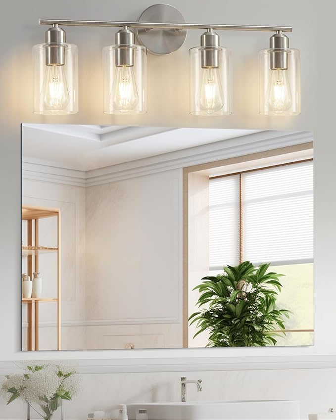 4-Light Bathroom Light Fixtures, Brushed Nickel Vanity Lights for Bathroom