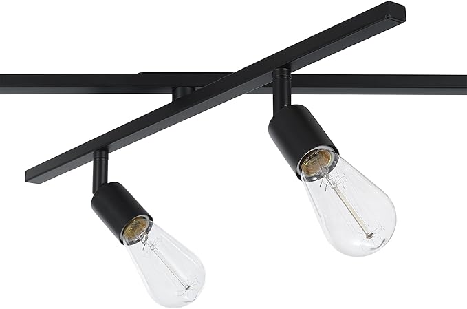 Globe Electric 64000125 64" 6-Light Double Center Swivel Track Lighting, Matte Black, Adjustable Pivoting Heads, Center Canopy, Modern Ceiling Light for Kitchen Island, Hallway, or Dining Room