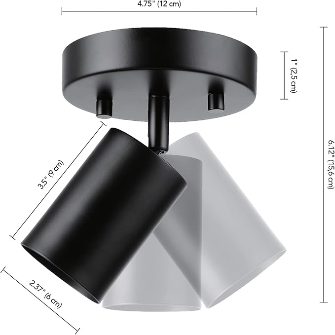Globe Electric 57498 Pratt 1-Light Track Lighting Spotlight, Matte Black, Bulb Not Included