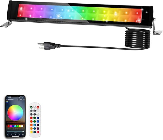50W 2.4G Remote Control RGB Wall Washer Light, 3000K Warm Light, RGB Light bar with Remote Control & APP Control, for Birthday Party, Garden Lighting, Wall Display, Hotel, Building
