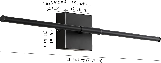 JONATHAN Y 28" Black Modern Dimmable Integrated LED Wall Sconce, Metal Vanity Light for Bathroom Mirror Bedroom Hallway, Sleek Hardwired Wall Lamp Fixture, 3000K (JYL7022C)