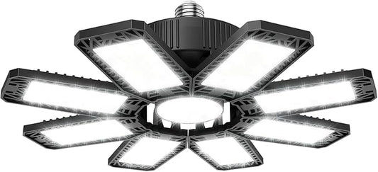 ISKYDRAW LED Garage Light 240W, 24000LM Garage Lights Ceiling LED with 8+1 Deformable Panels, 6500K Daylight Garage Ceiling Lights, Bay Lighting for Workshop Workbench Basement Attic