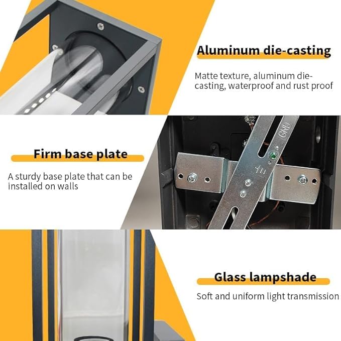 Outdoor Wall Light, Dusk to Dawn Sensor Aluminum Rustproof & Weatherproof Outside Light, Modern Wall Light for Garage, Garden, Patio (Black)