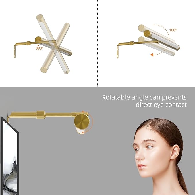 Picture Lights for Paintings Plug in, 16" Adjustable LED Gold Picture Light Art Light, Remote Control Gallery Painting Wall Light for Picture Display Dartboard Art Work (Gold)