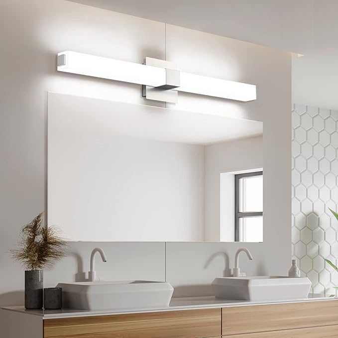 ZUZITO 32in Bathroom Light Fixtures Over Mirror, Brushed Nickel Modern LED Vanity Lighting, Dimmable Bath Wall Lights Bright White Light