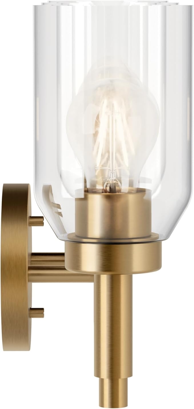 Kichler Madden 3-Light Bathroom Vanity Light Fixture with Clear Glass in Champagne Bronze, Modern Wall Mount Lighting for Single Vanity Mirror (10.5" x 24"), 55185CPZ