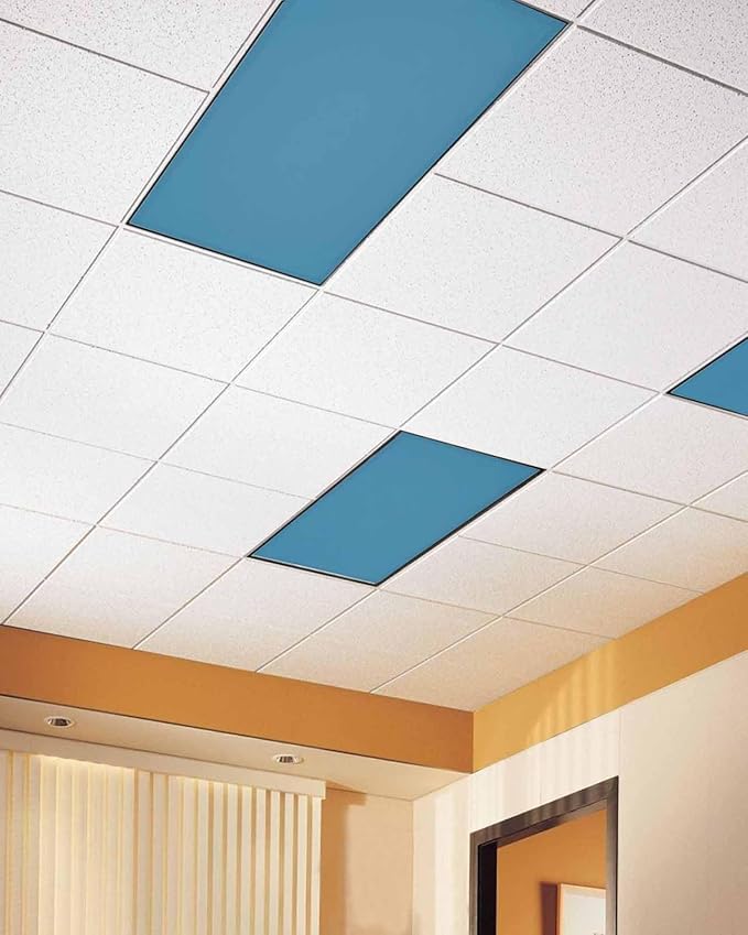 Magnetic Light Cover for Classroom Drop Ceiling,2 Pack 4x2 Ft Fluorescent Light Covers for Office Home Ceiling Light Blue Solid Color Lampshade