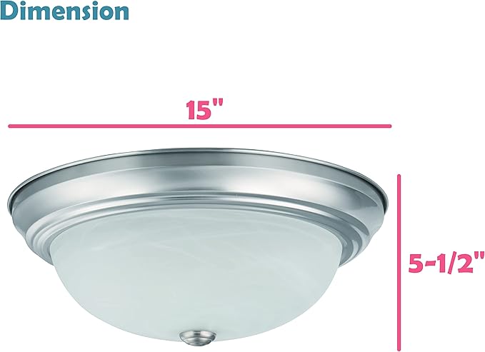 Aspen Creative 63024-09-1, 3-Light Flush Mount/Brushed Nickel Finish w/Alabaster Glass, 15" Dia., E26 Socket/60 Watts, Bulb Not Included