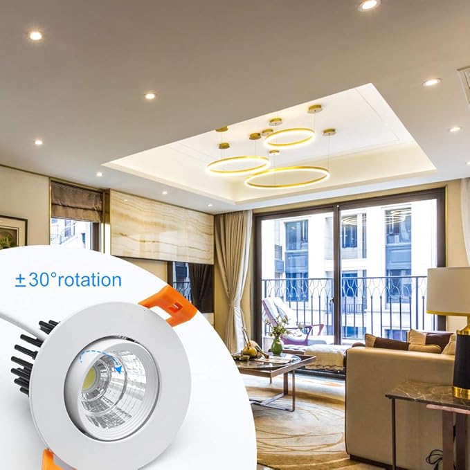 inShareplus 2 Inch LED Downlight, 3W Recessed Lighting COB Dimmable, 3000K Warm White, CRI80, Ceiling Lights with LED Driver, 1 Pack