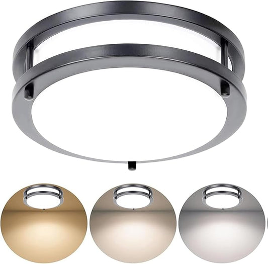 Drosbey 27W Dimmable LED Flush Mount Ceiling Light Fixture, Kitchen Light Fixtures, 12 inch Ceiling Lights for Bedroom, Bathroom, 3000K/4000K/5000K Selectable, Super Bright 2700LM