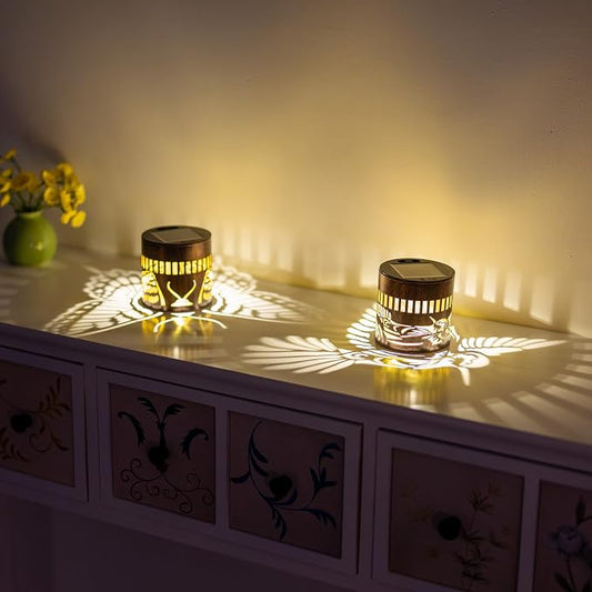 Solar Lantern Outdoor Waterproof Hummingbird 2 Pack Garden Decor Gifts for Women Mom Grandma