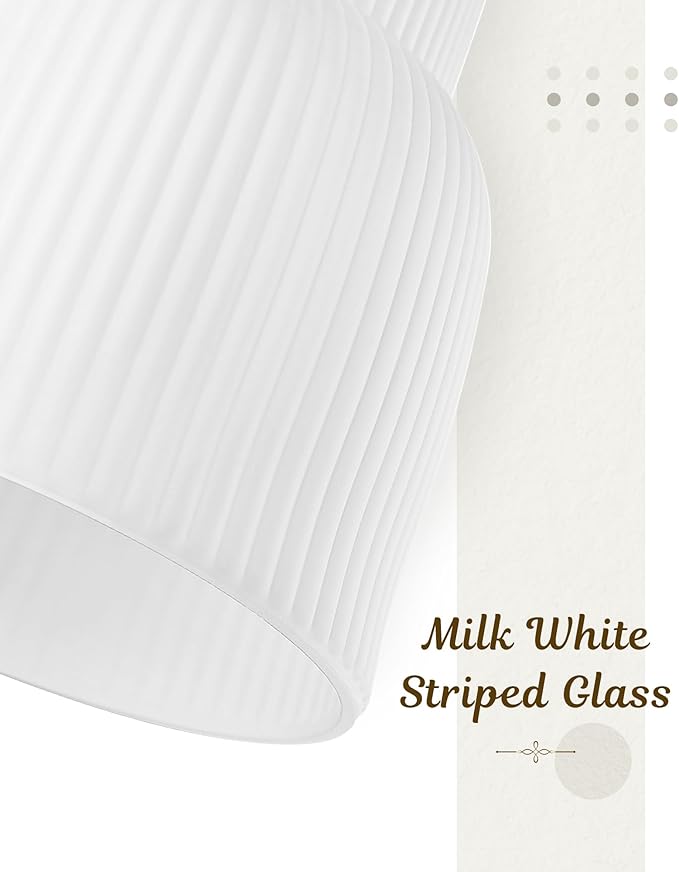 FEMILA 6.7" Kitchen Pendant Lighting Over Island, 3 Pack Brushed Gold Pendant Lighting, Milk Glass Hanging Light Fixtures for Bedroom Hotel Dining Room, 4FYD87MIL-3PK BG