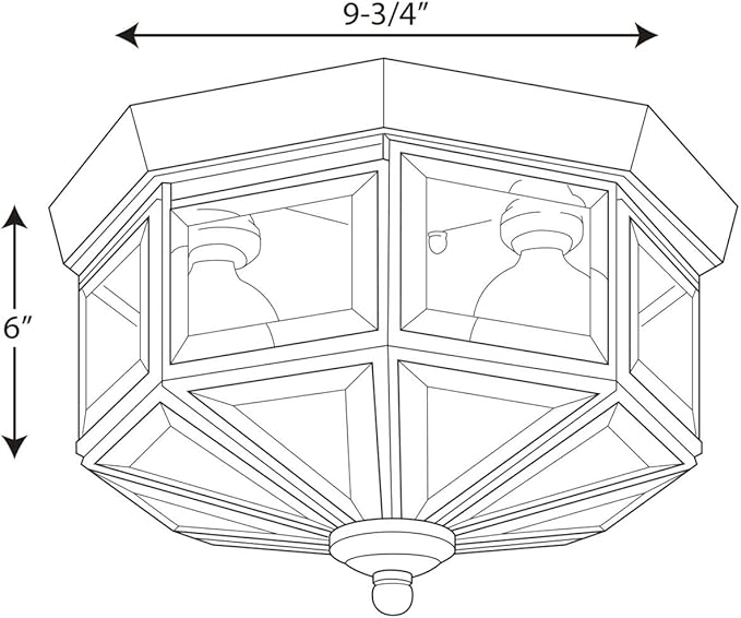 Progress Lighting 3-Light Beveled Glass 9-3/4" Close-to-Ceiling, Indoor, P5788-20, Antique Bronze