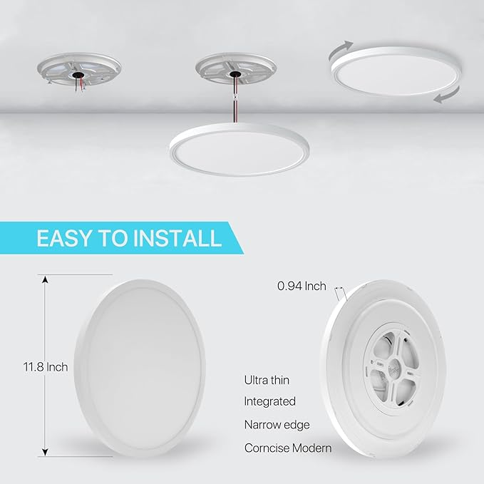 MELEGAN 2Pcs RGB Smart Ceiling Light, Super Slim LED Flush Mount Ceiling, WiFi Compatible with Alexa Google Home,12Inch 24W Dimmable 2700K-6500K for Bedroom, Kitchen, Dining Room, Basements