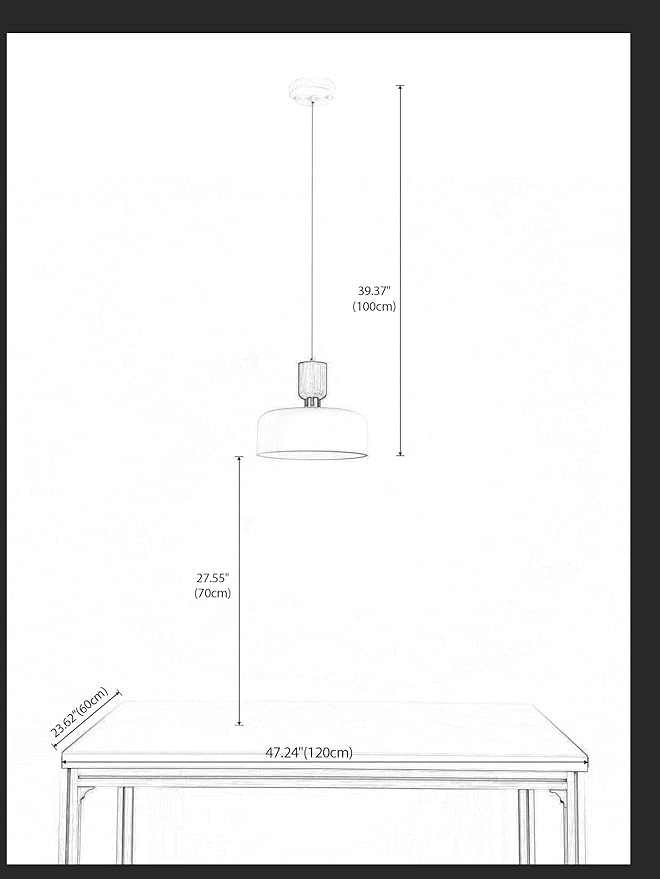 TeHenoo Modern Pendant Light,12 inch,Natural Wood and Brass Accent,Adjustable Simple Pendant Light Fixture for Kitchen Island, Dining Room, Matte White