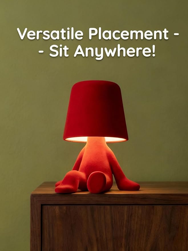 Bedside Touch Control Table Lamp, Golden Decor Thinker Statue LED Table Lamp with USB Port, 3 Way Dimmable Modern Night Light Nightstand Lamp for Home Living Room Office Shelf Decor (Red-E)