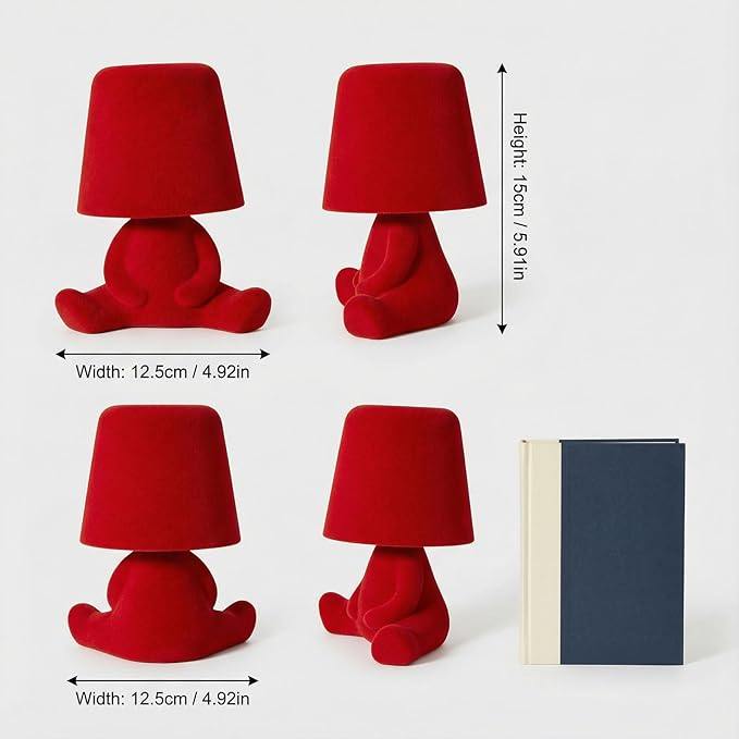 Bedside Touch Control Table Lamp, Golden Decor Thinker Statue LED Table Lamp with USB Port, 3 Way Dimmable Modern Night Light Nightstand Lamp for Home Living Room Office Shelf Decor (red-B)
