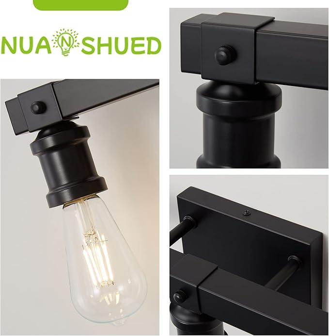 Farmhouse Bathroom Vanity Light Fixtures 3-Light Bathroom Light Fixtures Over Mirror Matte Black Vanity Light Industrial Vintage Wall Light Fixtures for Bathroom Living Room Hallway