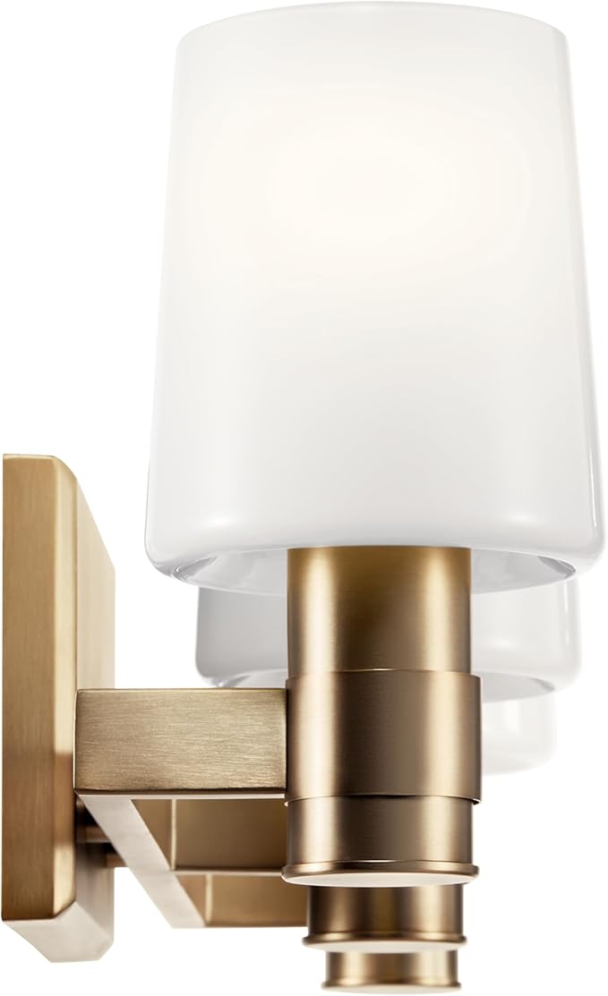 Kichler Adani 3-Light Vanity Light Fixture, Modern Bathroom Vanity Lighting with Opal Glass in Champagne Bronze for Bathroom or Powder Room Wall Mount (8.25" x 24"), 55176CPZ