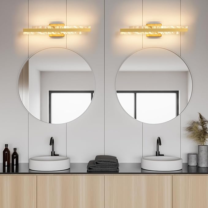 Modern Bathroom Vanity Light: Brushed Gold 24 inch 28W Dimmable LED Bath Bar Light Fixtures Over Mirror - Wall Sconce Picture Lights for Paintings Cabinets Bedroom 3000k