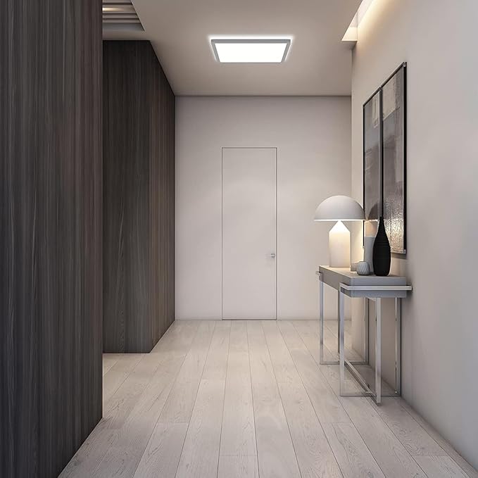 LED Flush Mount Ceiling Light Fixture 12 inch, 2400LM 3000K/4500K/6500K Hardwire Light Fixture, 24W Square LED Ceiling Light for Bedroom, Closet, Laundry, 250W Equiv. Non-Dimmable