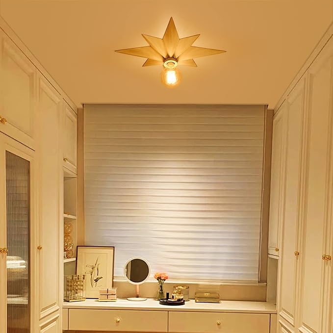 Airposta 16 inch Flush Mount Ceiling Light, Modern Farmhouse White Star Ceiling Light, Vintage Star Light Fixtures Ceiling for Hallway, Entryway, Study Room, Bedside, Stair, Foyer, Kitchen, Bathroom