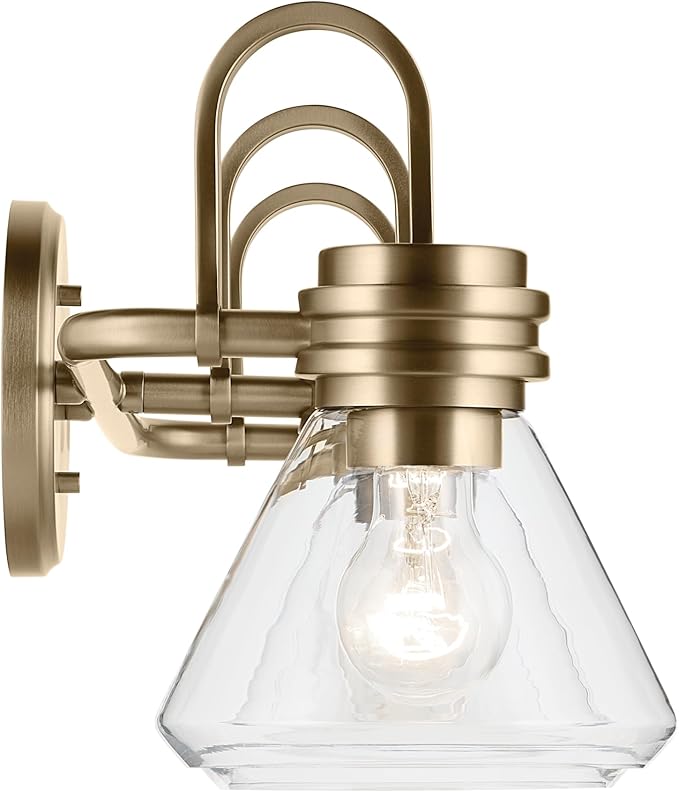 Kichler Farum 26" 3-Light Bathroom Vanity Light Fixture with Clear Glass in Champagne Bronze for Over Mirror, Modern Wall Mount Lighting (26" W x 9.5" H), 55155CPZCLR