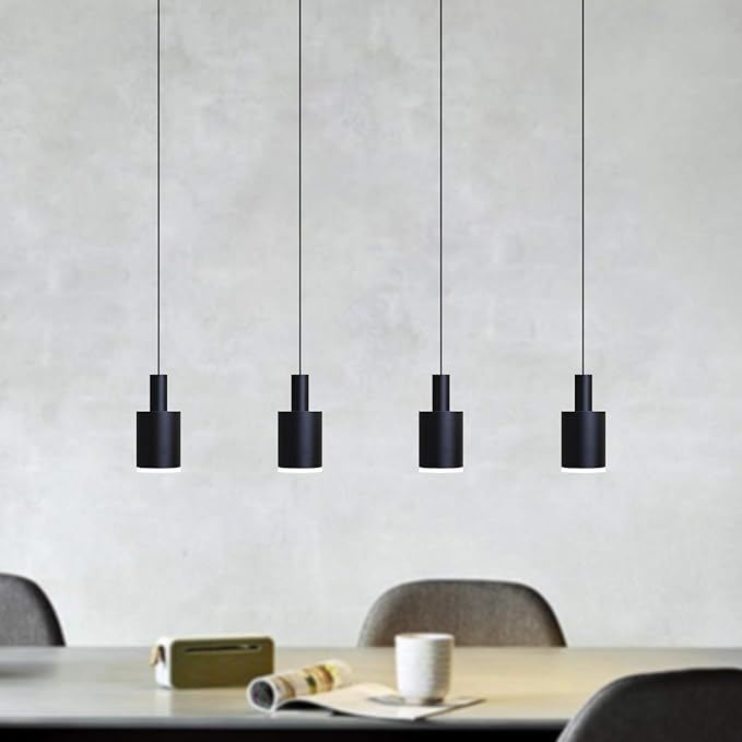 Virgo 4 Mini Pendant Lighting Black - LED Hanging Light Fixture for Kitchen Island, Bar, Foyer - Cluster Pendants - Dimmable, Adjustable Wire, Lamp Bulb Included