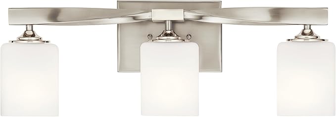 Kichler Marette 22.75" Vanity Light in Brushed Nickel, 3-Light Modern Bathroom Light with Satin Etched Cased Opal Glass, (22.75" W x 8" H), 55002NI