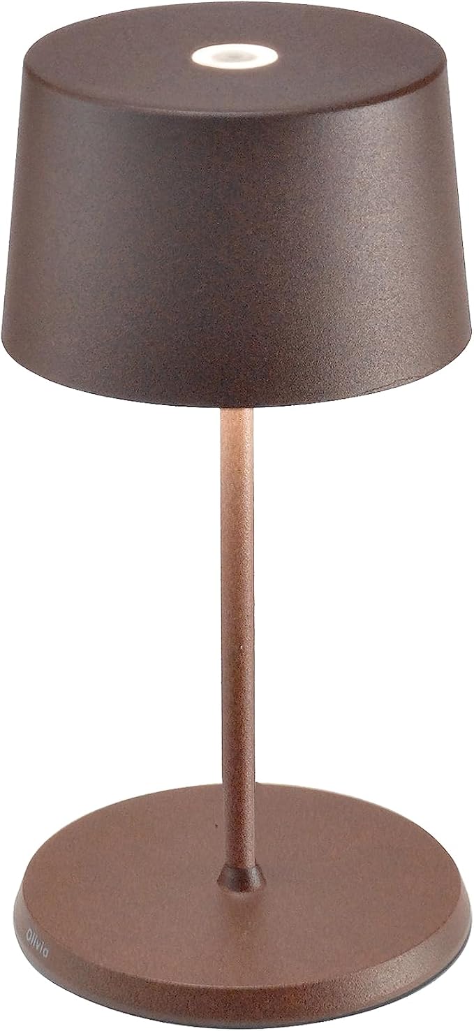 Zafferano, Olivia Mini Lamp, Portable and Rechargeable Table Lamp with Touch Controls, Suitable for Indoor and Outdoor, Dimmer, 2200-3000 K, Height 8.7 Inches, Rust Color