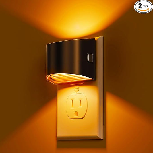 L LOHAS LED Night Light 2 Pack, Night Lights Plug into Wall, Dusk to Dawn Sensor Nightlight, 3 Level Brightness Adjustable, 1600K Amber Light, Mood Lighting