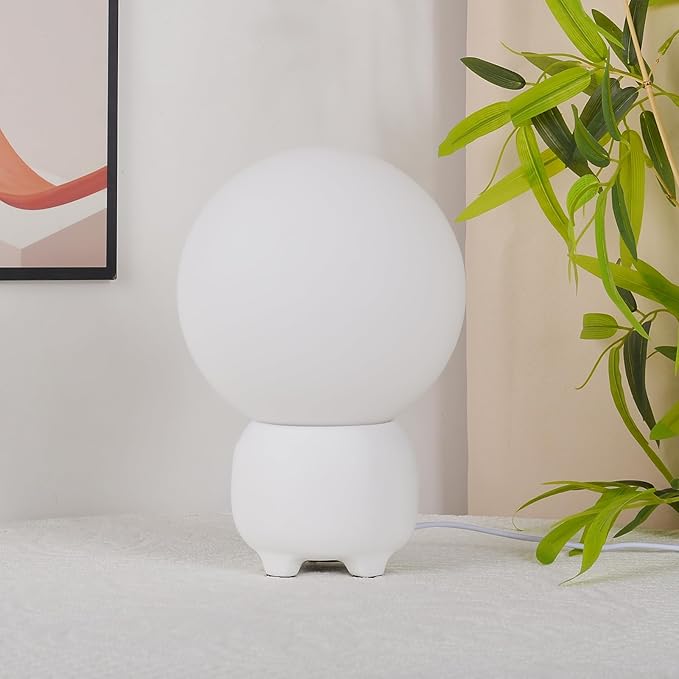 Arturesthome Bedside Table Lamp for Bedroom Nightstand Table Lamp for Living Room,White Night Stand Light Lamp with Round Shade,Modern Bedroom Lamp