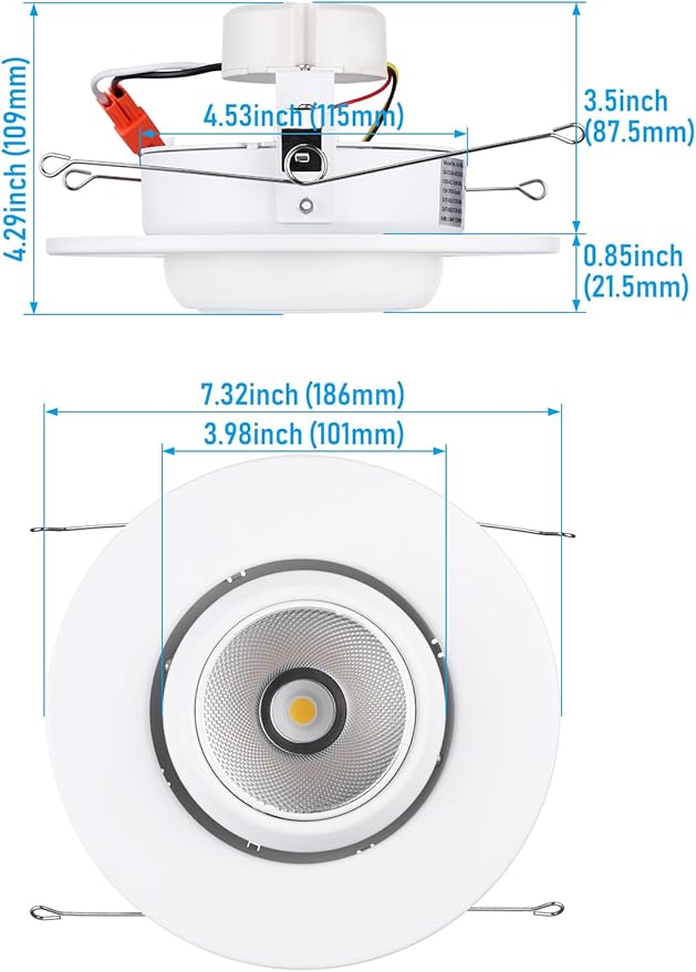 TORCHSTAR 6 Inch LED Gimbal Retrofit Recessed Light Dimmable, 2700K Soft White, 12W CRI90 Directional Eyeball Can Light, Swivel Adjustable Spotlight Downlight ETL, Pack of 4