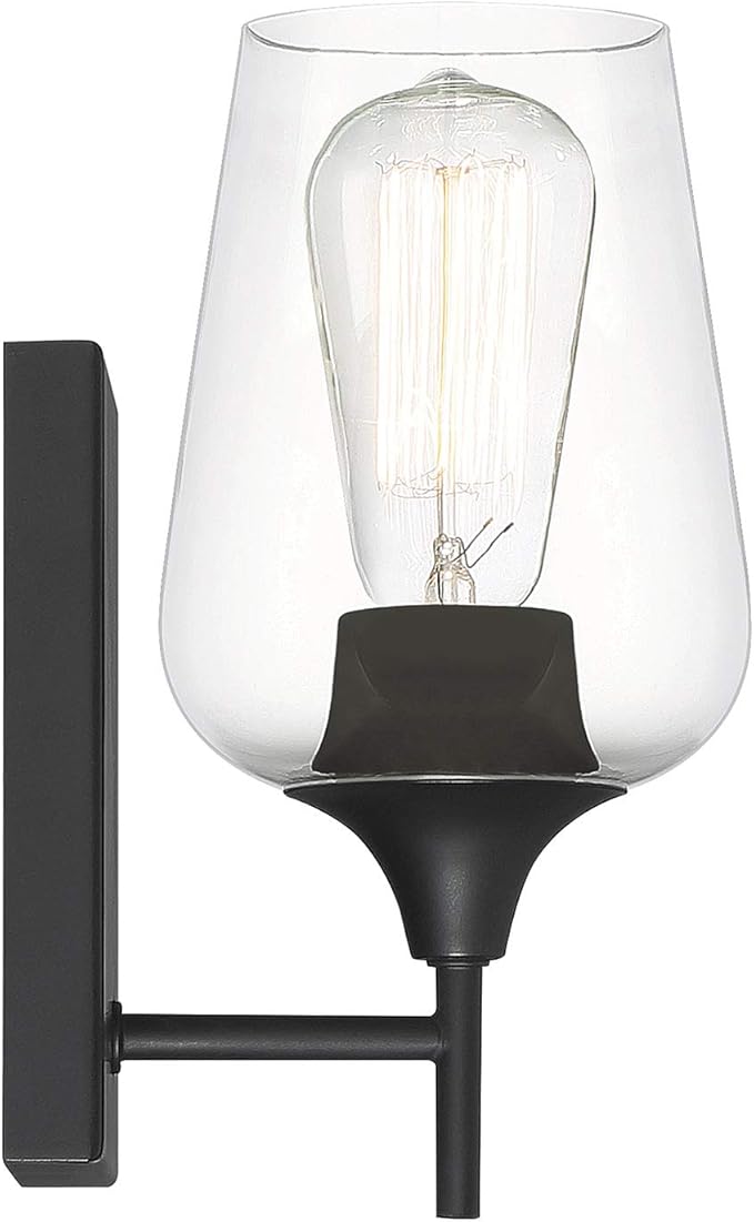Savoy Essentials 9-4030-1-BK Octave Bohemian Clear Glass Wall Sconce, 1-Light 60 Watt, 10" H x 5" W, Black