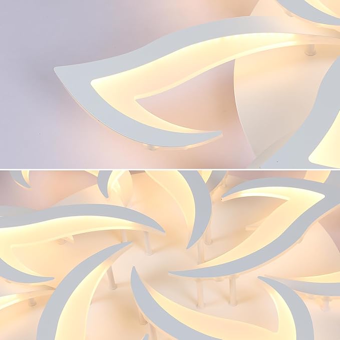 Goeco Modern Ceiling Light, 14-Petals LED Dimmable White Acrylic Flower Design Flush Mount Ceiling Light, 3000K-6500K with APP/Remote Control for Living Room, Dining Room, Kitchen