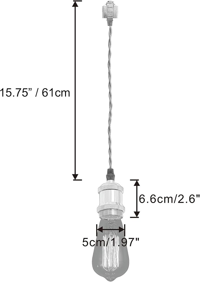 Kiven H-Type Track Light Pendants, 24 Inch Cord Length Black Weave Rope, 3 Pack Restaurant Chandelier Decorative Pendant Light Industrial Pendant Lamp,Bulb Not Included（Chrome）