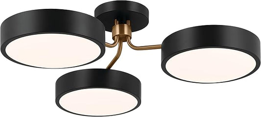 KICHLER Sago 52604BKCPZ Semi Flush LED 3-Light 40˝ with Clear Acrylic with Inside Satin Etch in Black and Champagne Bronze
