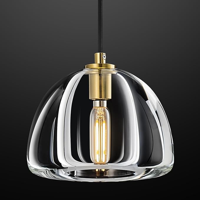 Modern Gold Pendant Lights Kitchen Island Ceiling Chandelier Indoor Crystal Hanging Light Fixtures for Dining Room Kitchen Living Room Bedroom（B-1Pack）
