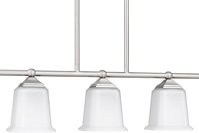 Tawson Nox Vintage 5-Light Chandelier Island Pendant Light with Brushed Nickel White Glass for Dining Room, Kitchen Island, Industrial, Vintage Decor