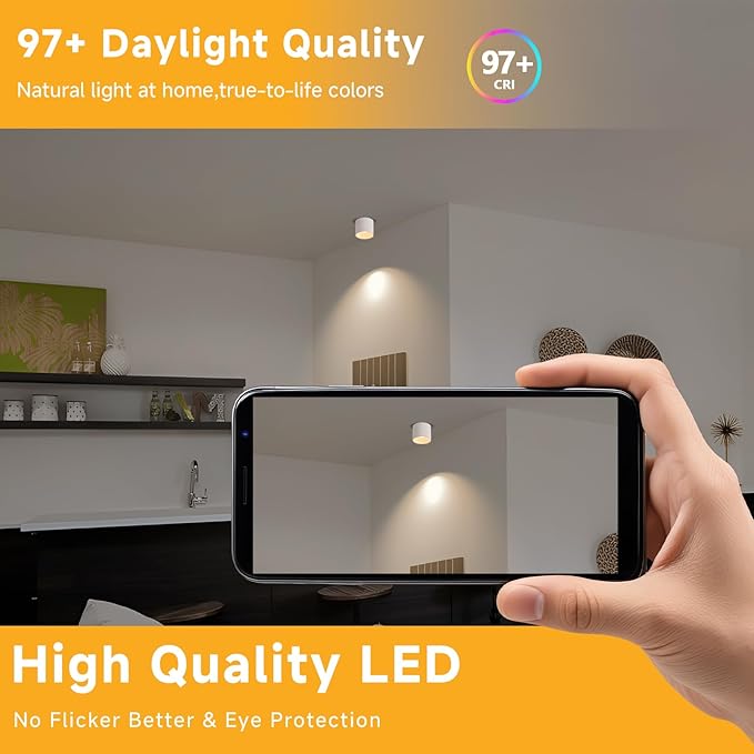 Dimmable LED Ceiling Spot Lights – Flush Mount Ceiling Cylinder Light Indoor Fixture for Kitchen, Hallway & Entryway 4.72” CRI97 15W 3000K White (3Pack)