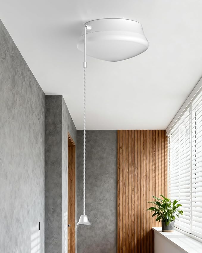 Flush Mount Ceiling Light with Pull Chain Surface Mount LED Light Fixture for Closet, 7 inch 12W 1300lm 125W Equivalent Pull String Light Fixture Ceiling Mount for Laundry, Bedroom, Hallway-4Pack