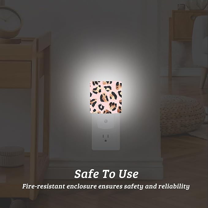 Pink Leopard Night Light, Plug-into Wall Nightlight Lamp with Dusk to Dawn Sensor, Led Lamp 0.5W Energy Efficient for Boys Girls Women Men Gifts, Home Decorative