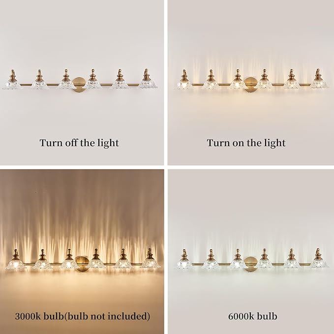 XIEDUN 45" Bathroom Light 6 Light Vanity Light Fixtures (Exclude G9 Bulb) Vanity Lights for Bathroom