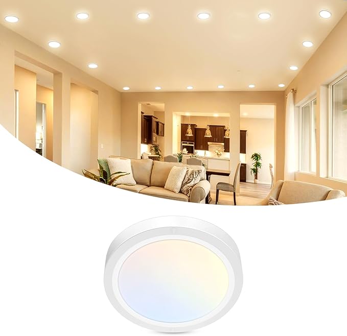 libtit 1Pack 4.7 Inch Small LED Ceiling Lights Flush Mount, 3000K 4000K 6500K Adjustable, 7W 700LM White Round Disk Light Fixture for Closet Basement Bathroom Hallway Kitchen Office Garage