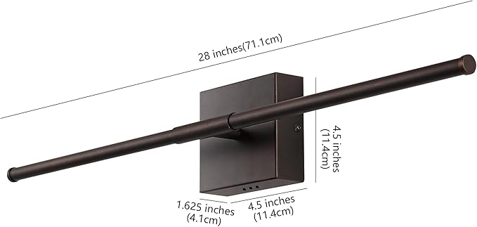 JONATHAN Y 28" Oil Rubbed Bronze Modern Dimmable Integrated LED Wall Sconce, Metal Vanity Light for Bathroom Mirror Bedroom Hallway, Sleek Hardwired Wall Lamp Fixture, 3000K (JYL7022D)