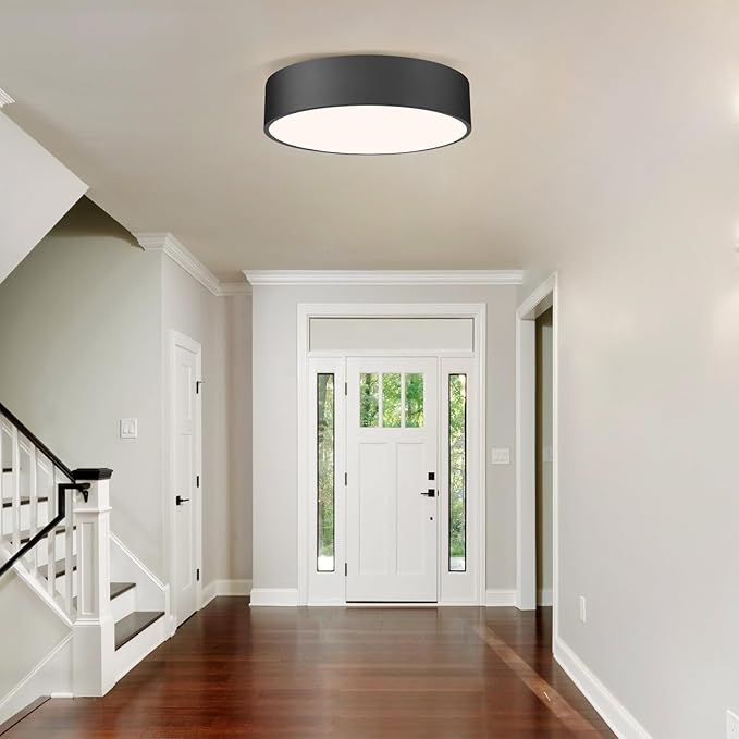 Flush Mount Ceiling Light,11.8 inch 2-Light Close to Ceiling Light Fixture,Matte Black Indoor Lighting Fixtures Ceiling for Bedroom Foyer Kitchen Entryway,Closet and Hallway