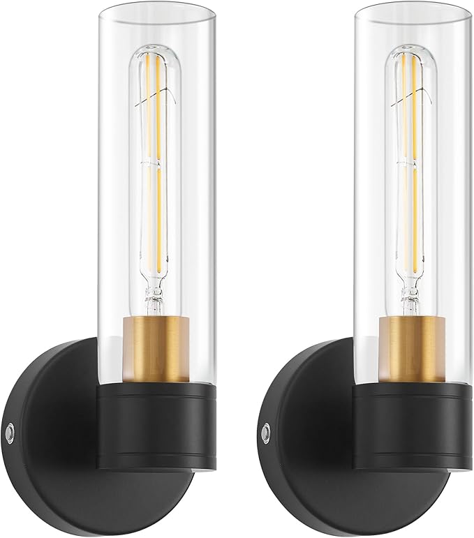 Battery Operated Wall Sconce Set of 2, Wireless Wall Lights with Remote Control, Rechargeable Dimmable Wall Lamps for Bedroom Bathroom Living Room Hallway Decor Stairwell, Black & Gold, 3000K