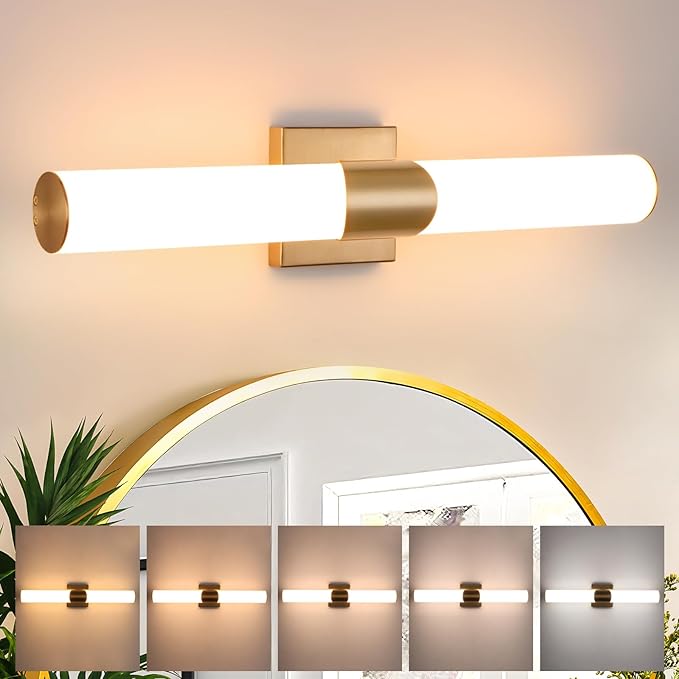 Modern Wall Sconce 22 Ihch Gold Bathroom Sconces LED Wall Lighting Fixtures with Acrylic Shade Hardwired Long Vanity Lights Over Mirror for Bedroom Living Room Hallway