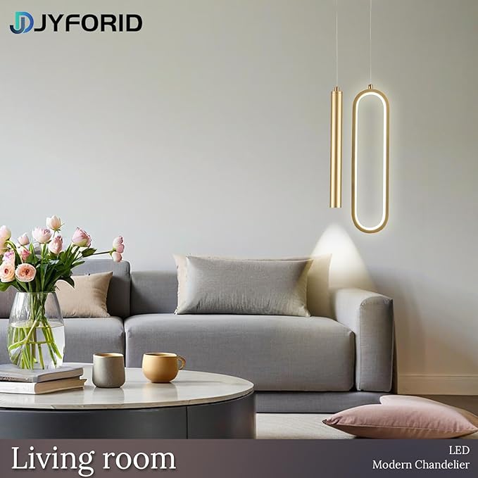 Gold Modern Mini LED Pendant Light with Remote Control, 24W 3-Color Temp Stepless Dimmable Ceiling Hanging Light for Bedroom Kitchen Island Dining Room Foyer Entryway