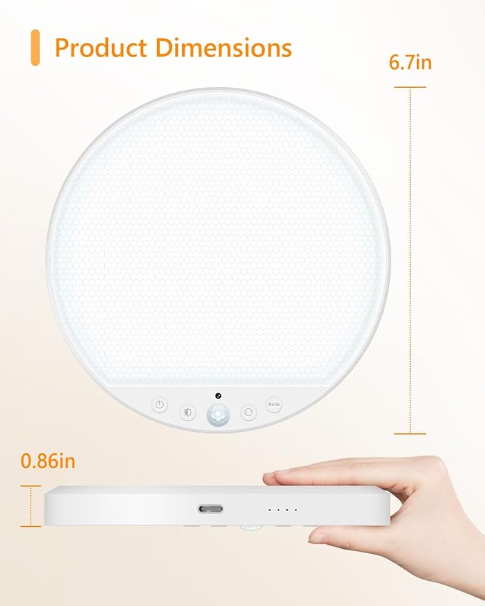 Rechargeable 6W Motion Sensor Ceiling Light Indoor, No Wiring & Magnetic Stick-On, Remote Control for Color & Brightness, Battery Operated Light for Shower, Closet, Bathroom, Pantry, Hallway, 2-Pack